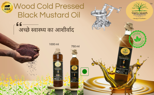 Wood Cold Press Black Mustard Oil <750ml-Glass Bottle>